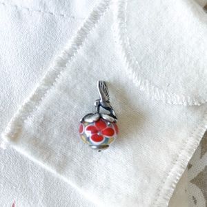 *Discontinued* James Avery Sterling Silver Hummingbird Finial Floral Glass Charm